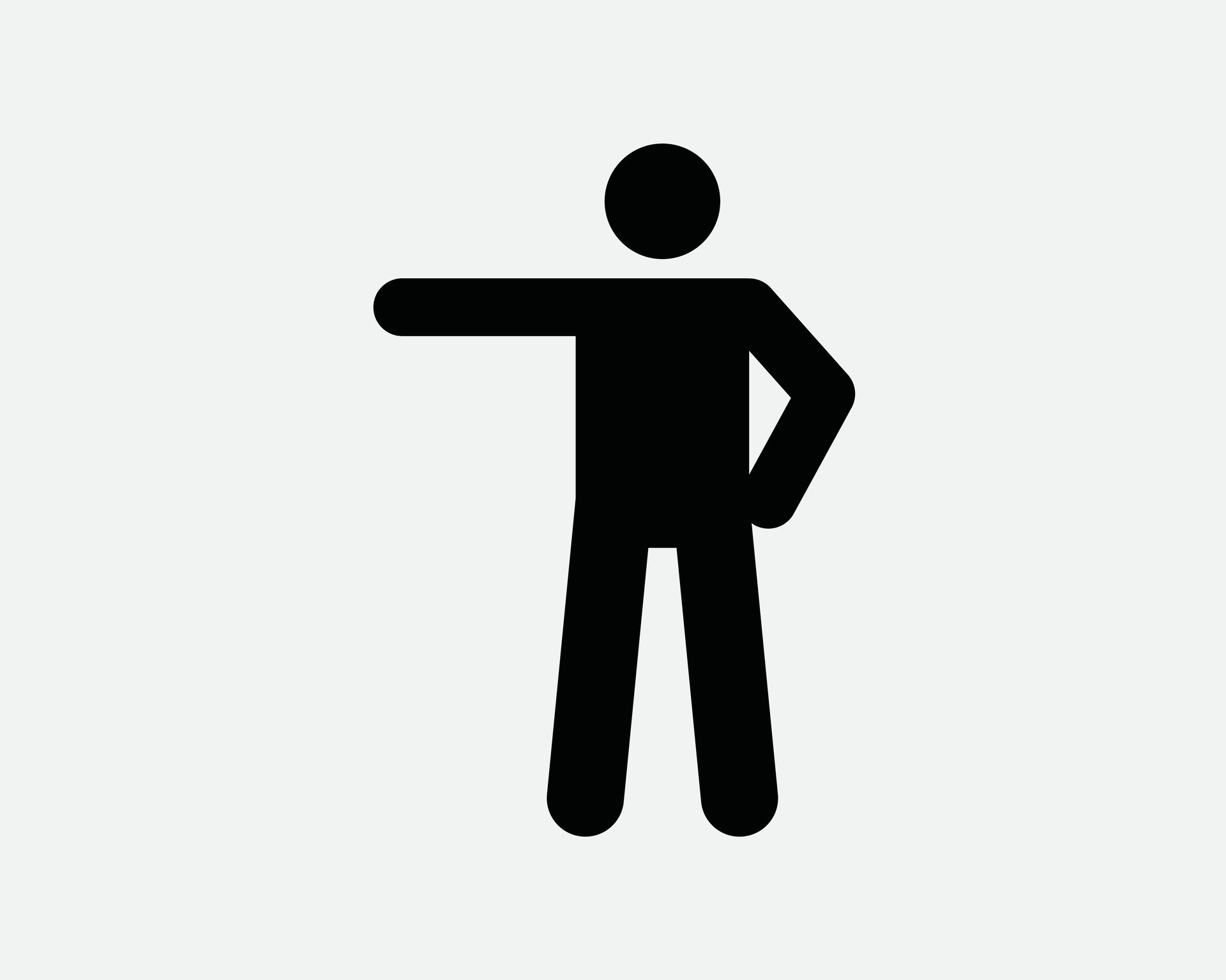 Man Pointing Left Icon. Stick Figure Point Action Direction