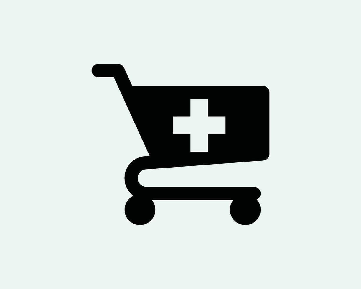 Medical Purchase Icon. Medicine Pharmacy Healthcare Drug Push Cart