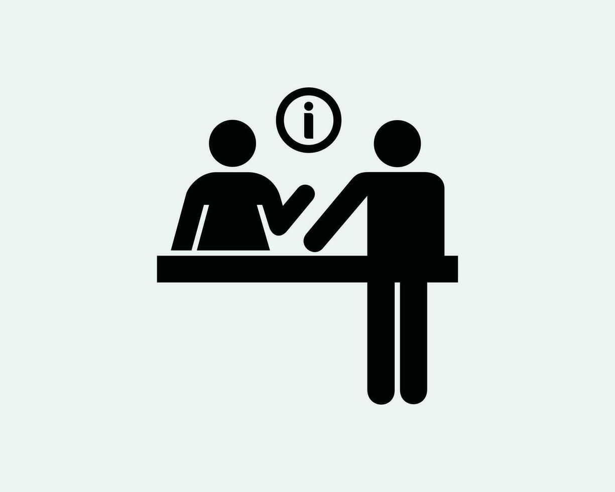 Information Counter Icon Sign Symbol. Hotel Lobby Front Desk Info Reception Service Customer Assistance Artwork Graphic Illustration Clipart Vector