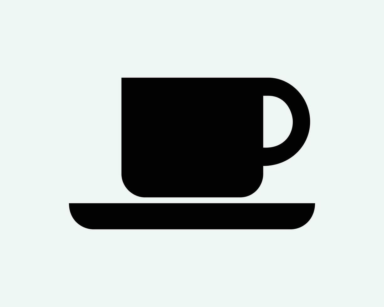 Coffee Cup Icon. Cafe Drink Hot Beverage Mug Latte Cappuccino Tea Mocha Saucer Plate Sign Symbol Black Artwork Graphic Illustration Clipart EPS Vector
