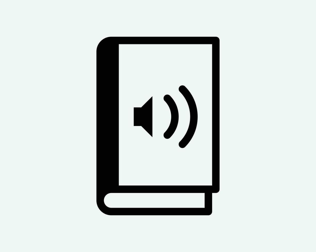 audio libro icono. audio libro biblioteca sonido medios de comunicación en línea leer altavoz biblioteca música aplicación firmar símbolo negro obra de arte gráfico ilustración clipart eps vector