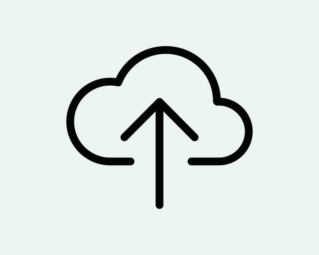 Upload Cloud Icon. Up Arrow Server Storage Data Computer Network Connection. Black White Sign Symbol Illustration Artwork Graphic Clipart EPS Vector