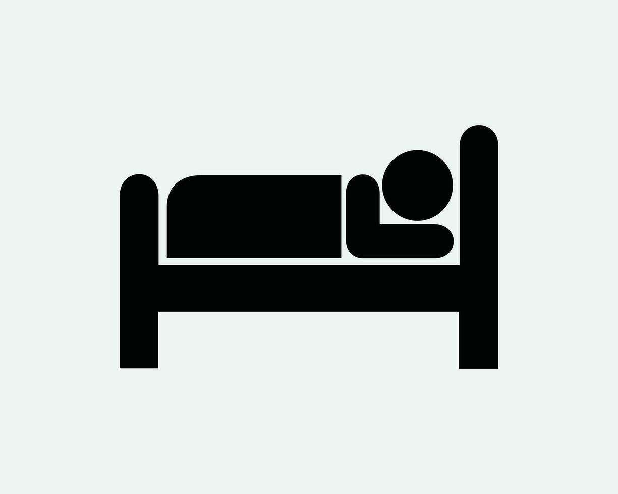 Sleep Icon. Man Sleeping Napping Nap Resting Rest on Hotel Motel Bed
