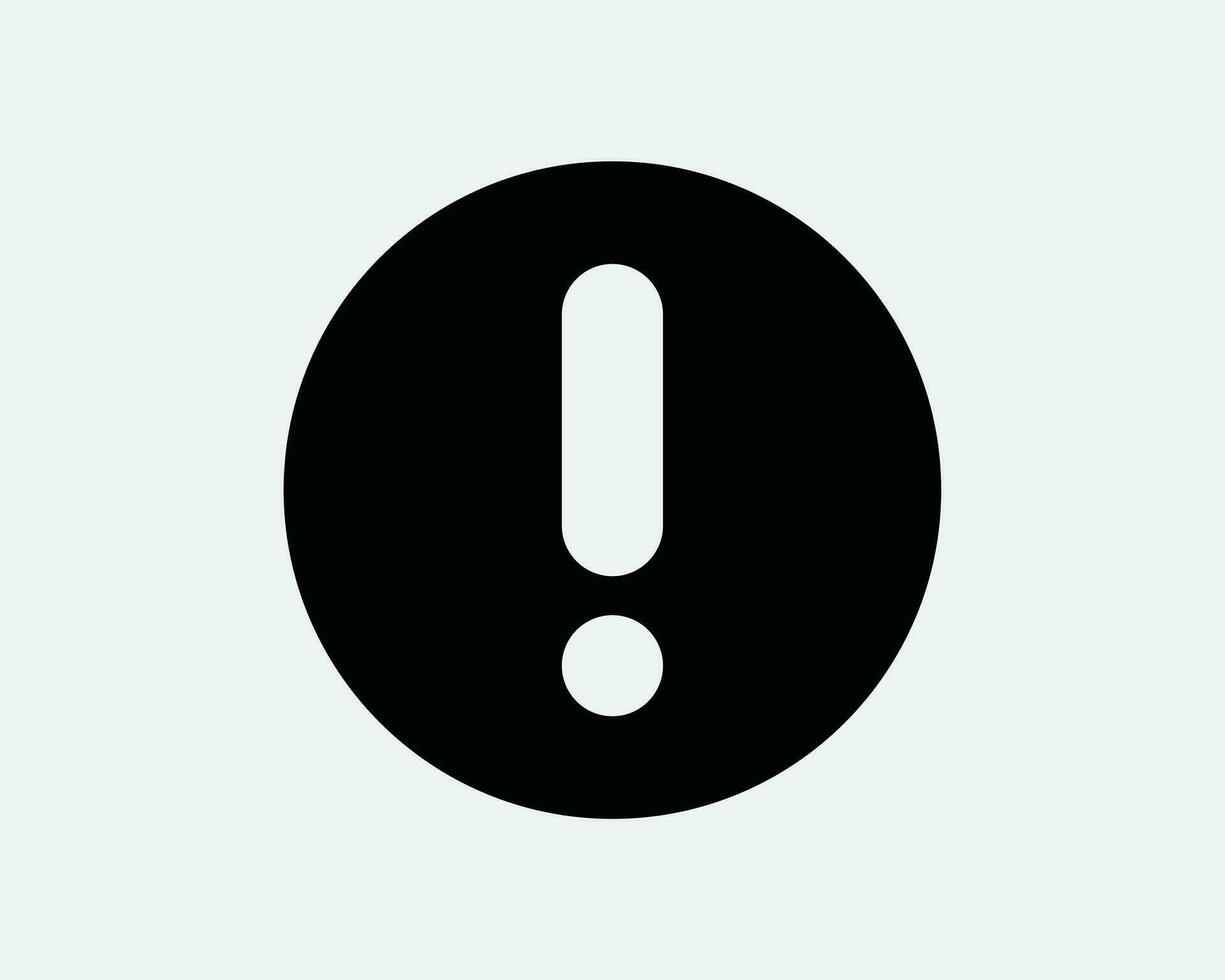 Error Round Icon. Exclamation Mark Point Danger Caution Alert Warning Signal. Hazard Risk Safety Problem Sign Black Vector Graphic Illustration Clipart