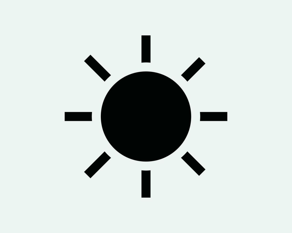 Sun Icon. Summer Light Brightness Bright Sunlight Sunshine Weather Hot Sunny. Black White Sign Symbol Illustration Artwork Graphic Clipart EPS Vector