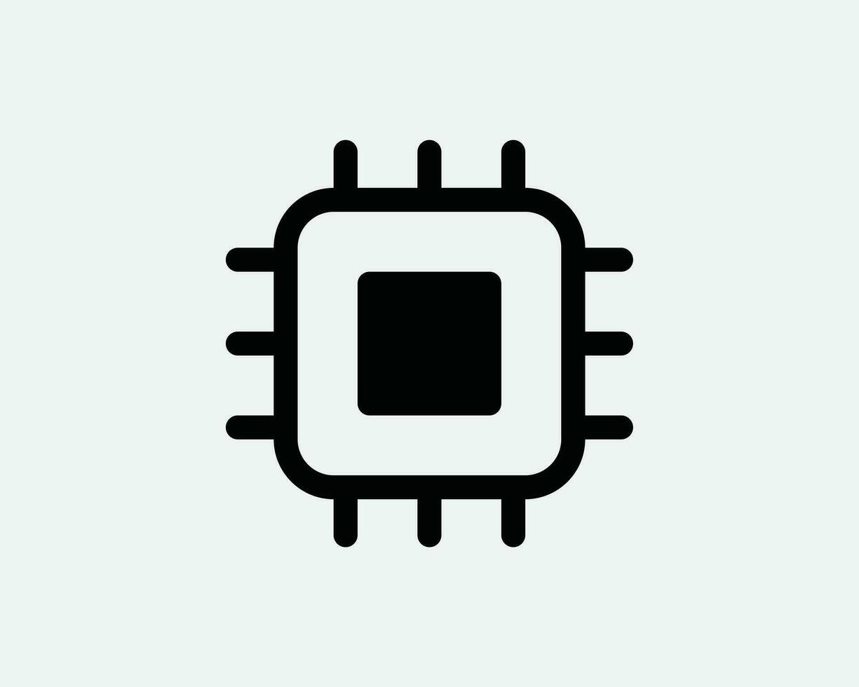 Computer Chip Icon. Artificial Intelligence Eletronic Processor Microchip Symbol. CPU Graphics Card Sign Vector Graphic Illustration Clipart Cricut