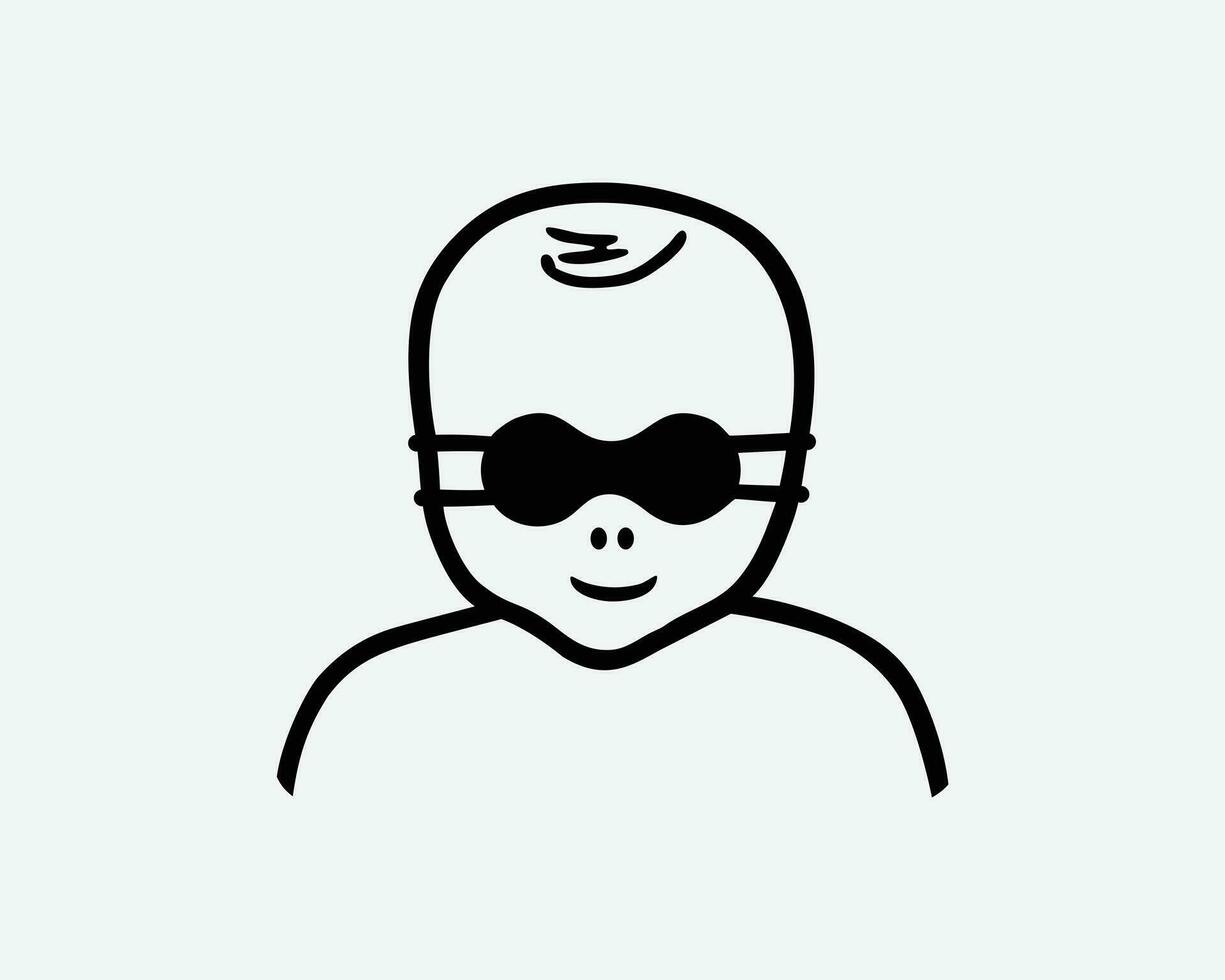 Baby Eye Protection Blind Infant Toodler Child Goggles Black White Silhouette Symbol Icon Sign Graphic Clipart Artwork Illustration Pictogram Vector