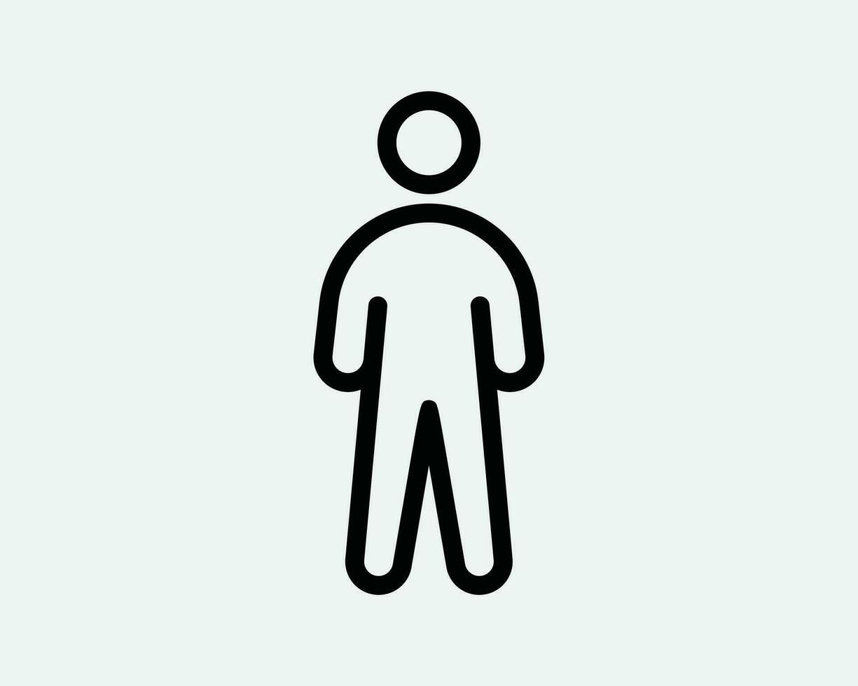 Stick Figure Line Icon. Man Person Stand Standing Linear Symbol. Sickman Boy Profile Character Avatar User Sign Vector Graphic Illustration Clipart