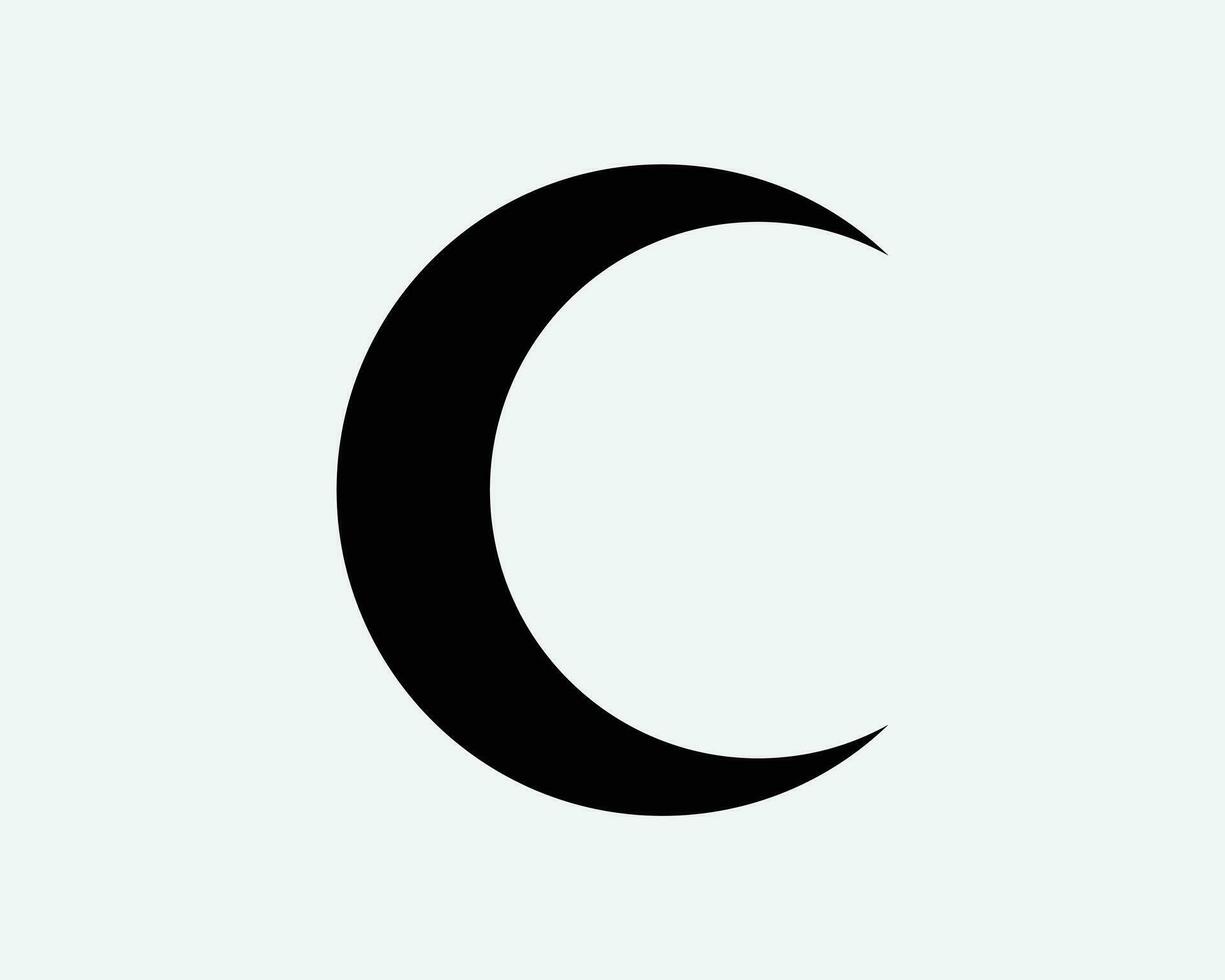 creciente símbolo lunar Luna forma islam islámico musulmán emblema primero ayuda negro y blanco firmar icono vector gráfico clipart ilustración obra de arte pictograma