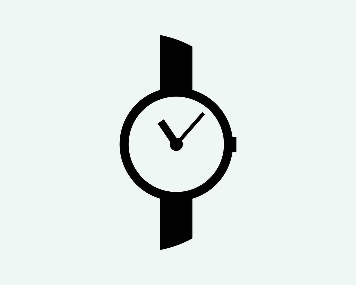 reloj icono muñeca reloj de pulsera hora usable dispositivo reloj negro blanco silueta símbolo icono firmar gráfico clipart obra de arte ilustración pictograma vector