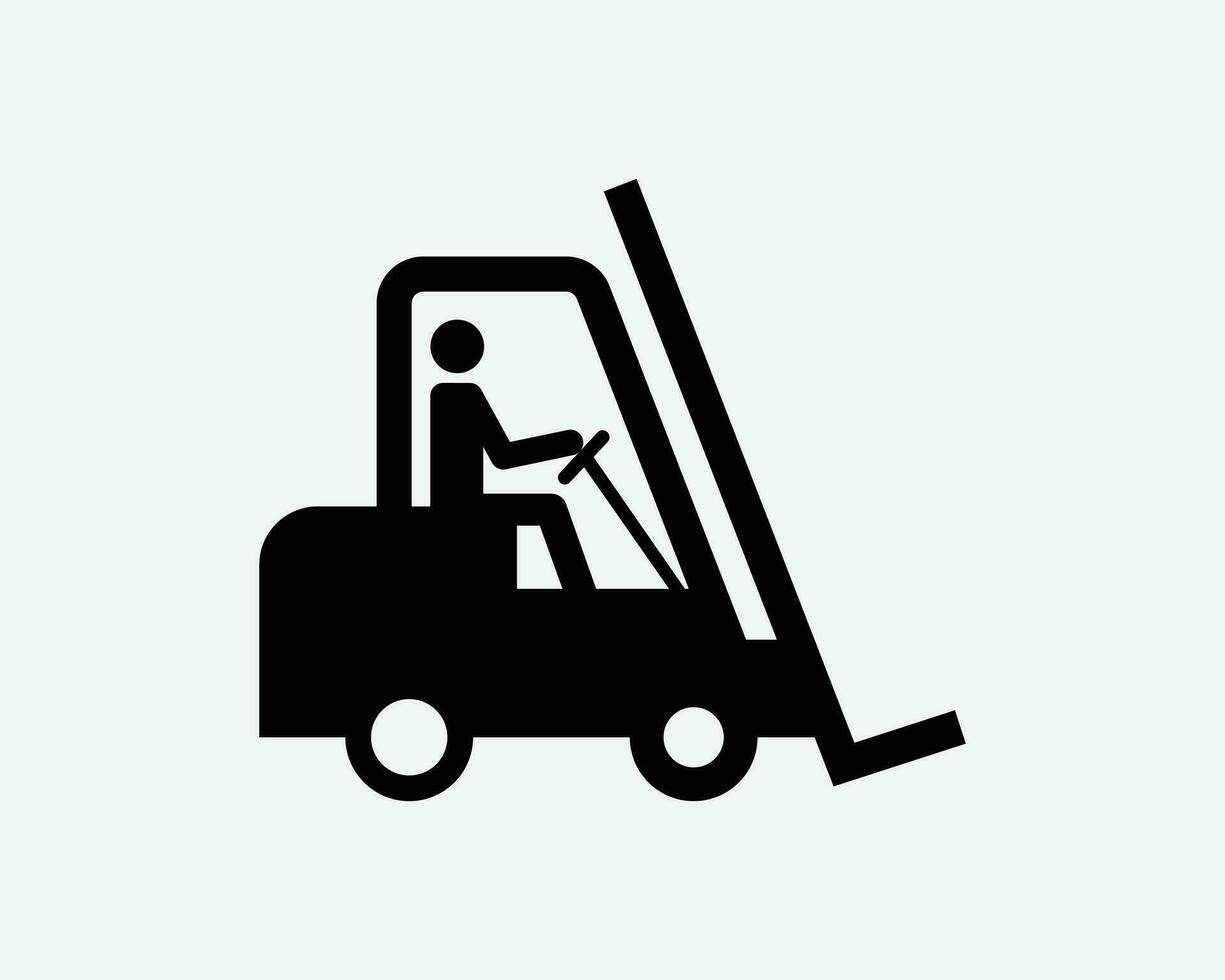 máquina elevadora icono tenedor levantar entrega cargando cargador camión izar negro blanco silueta símbolo firmar gráfico clipart obra de arte ilustración pictograma vector