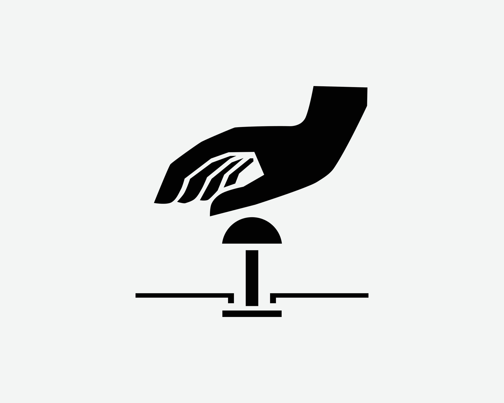 Emergency Stop Button Switch Push Press Off Black White Silhouette Sign