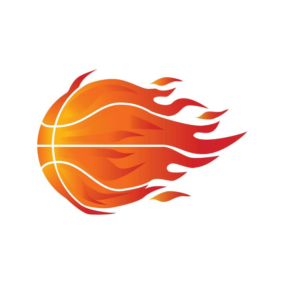 Basketball ball in flaming fire element emblem logo with gradient color vector design illustration template free editable