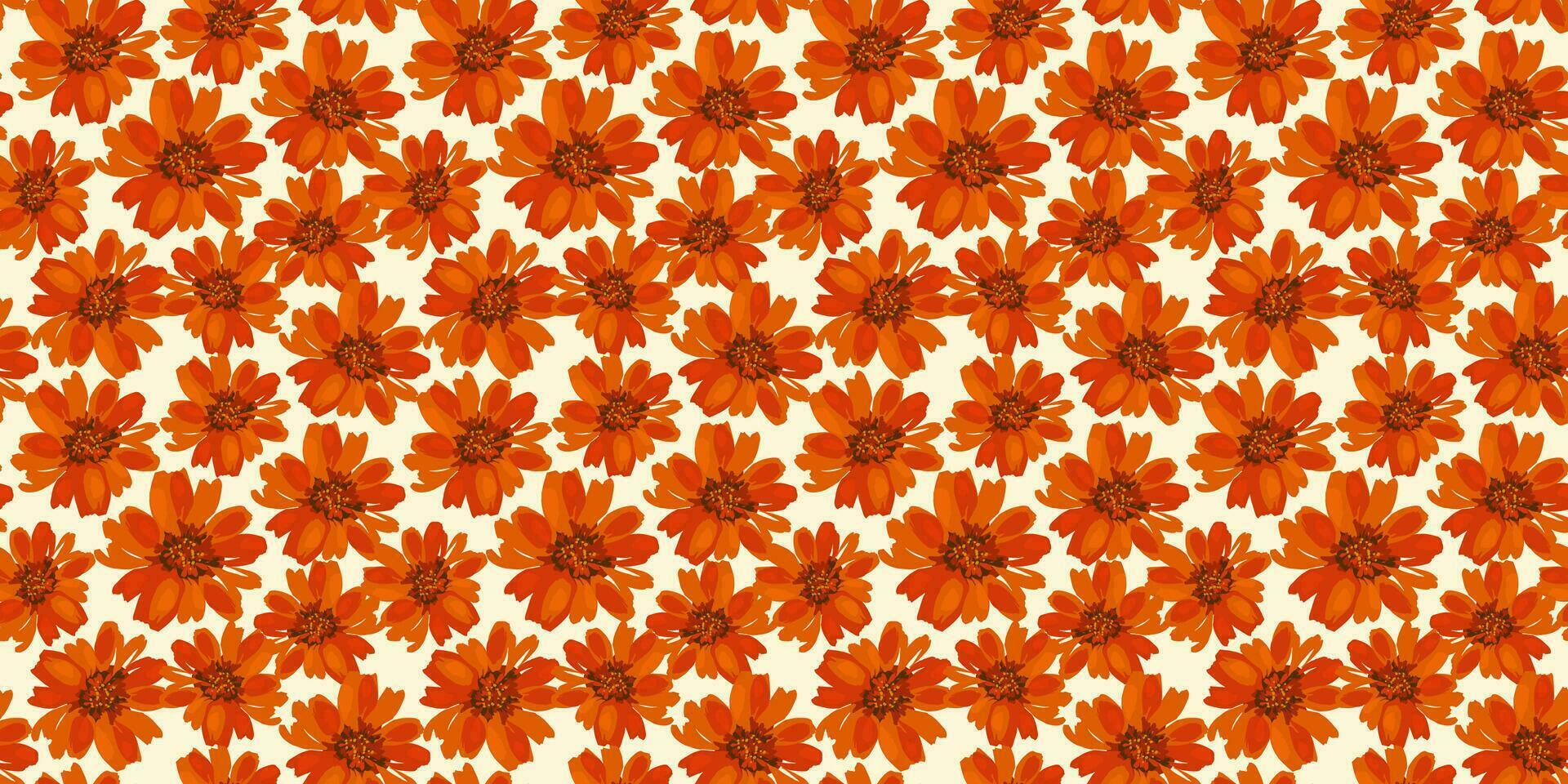 Autumn seamless pattern with flowers. Vector background for various surface. Hand drawn textures.