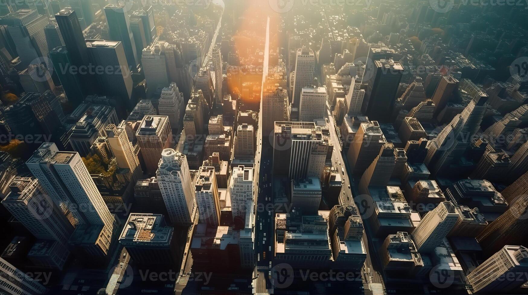 Aerial View over New York City Manhattan,New York,USA, bright color. photo