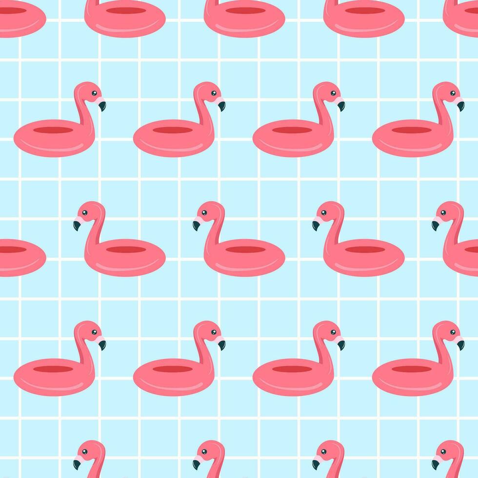 Swimming Pool Seamless Pattern Vector Illustration with Summer Vacation Element in Flat Cartoon Template Hand Drawn