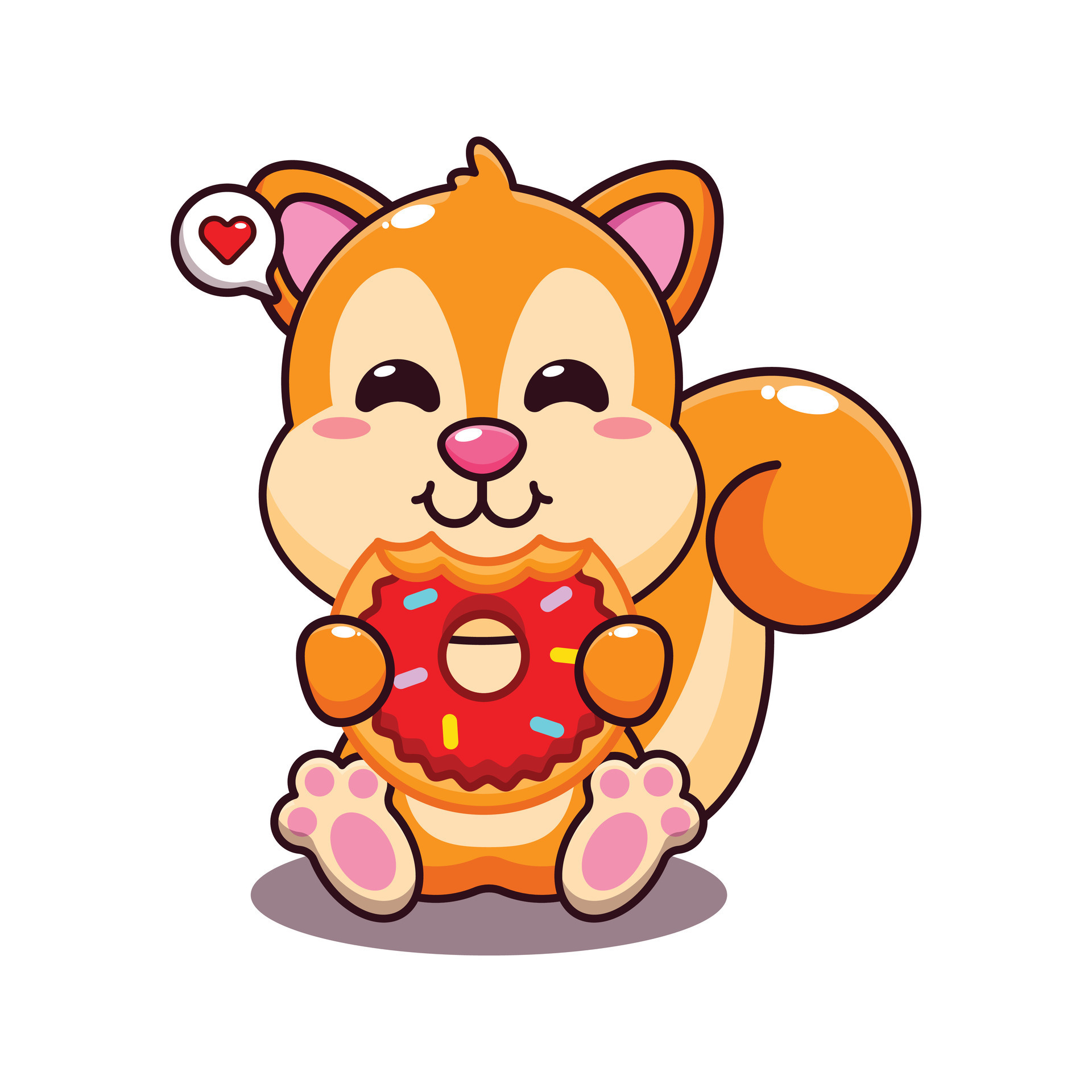 cute squirrel eating donut cartoon vector illustration. 26307228 Vector
