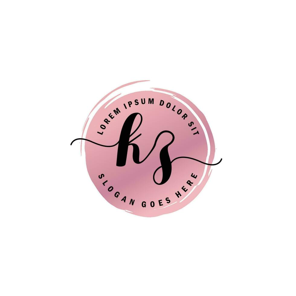 KZ Initial Letter handwriting logo with circle brush template vector