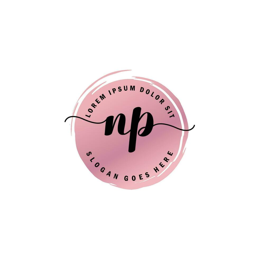 NP Initial Letter handwriting logo with circle brush template vector