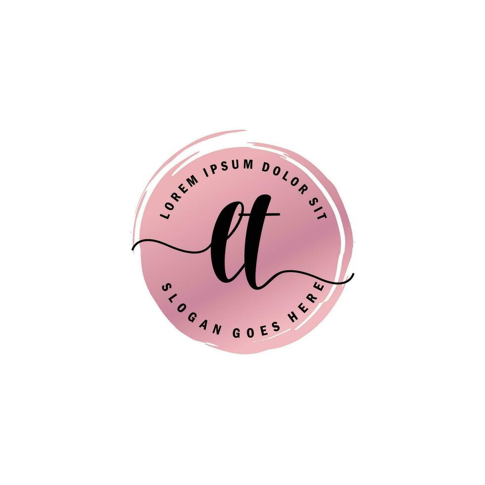 LT Initial Letter handwriting logo with circle brush template vector