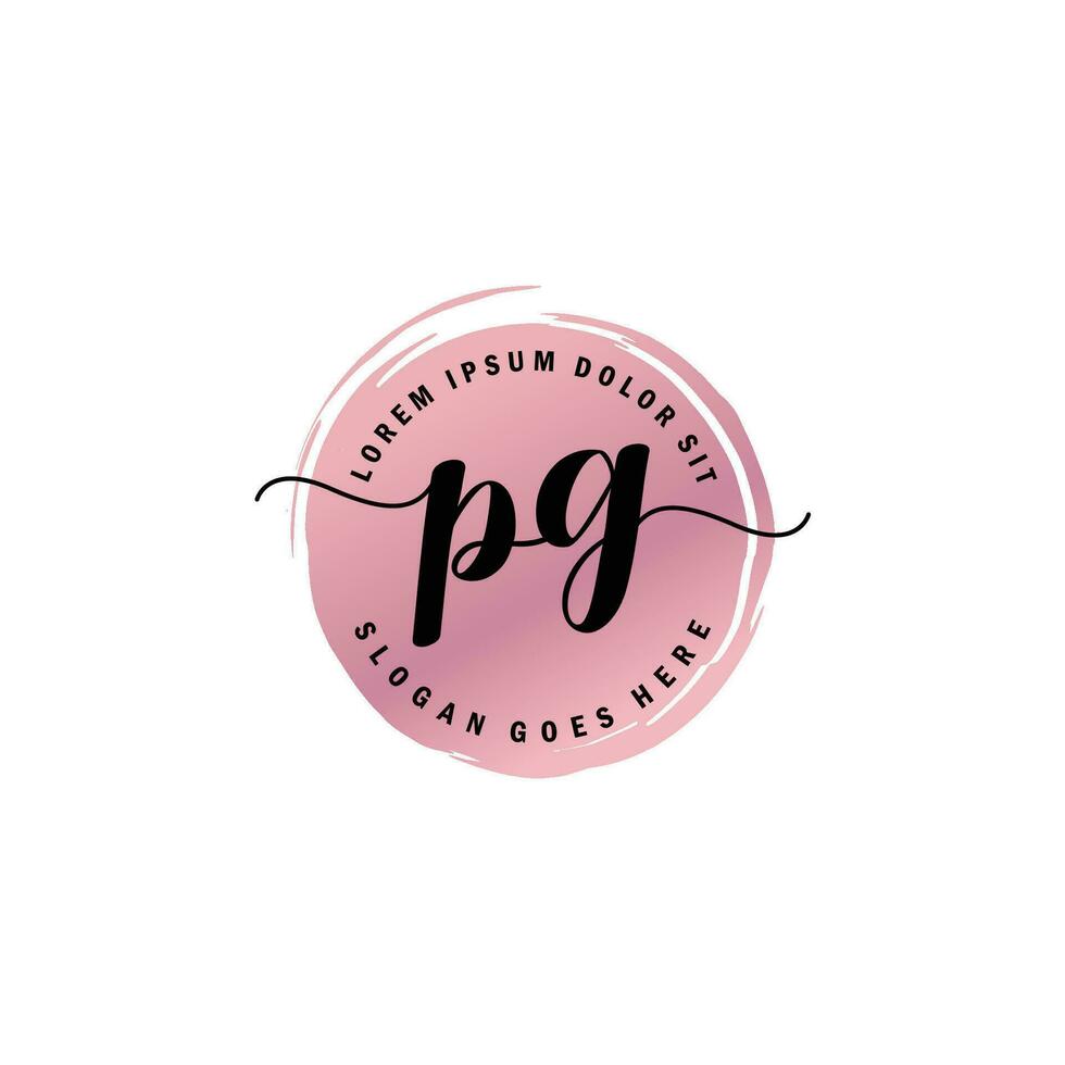 PG Initial Letter handwriting logo with circle brush template vector