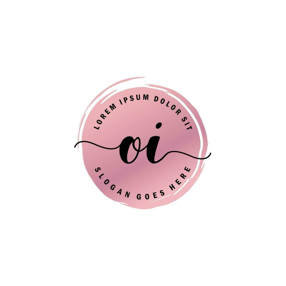 OI Initial Letter handwriting logo with circle brush template vector