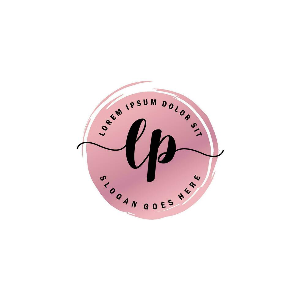 LP Initial Letter handwriting logo with circle brush template vector