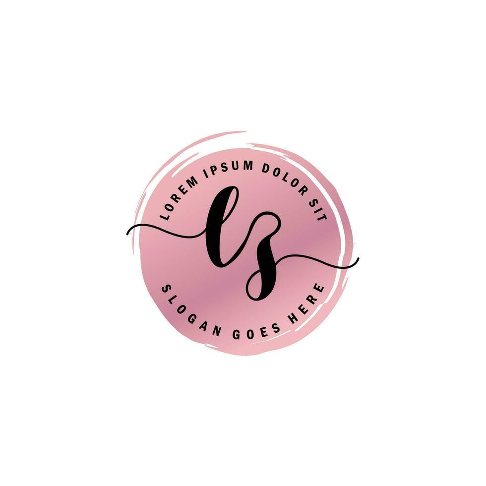 LZ Initial Letter handwriting logo with circle brush template vector