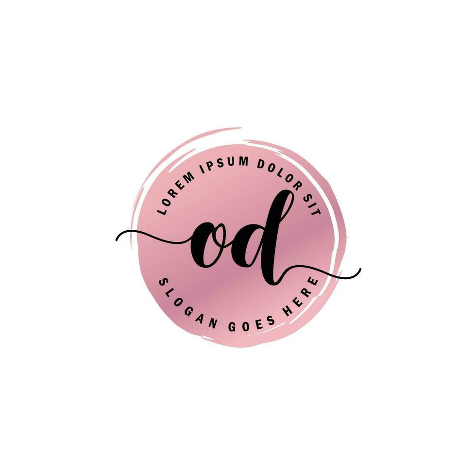 OD Initial Letter handwriting logo with circle brush template vector