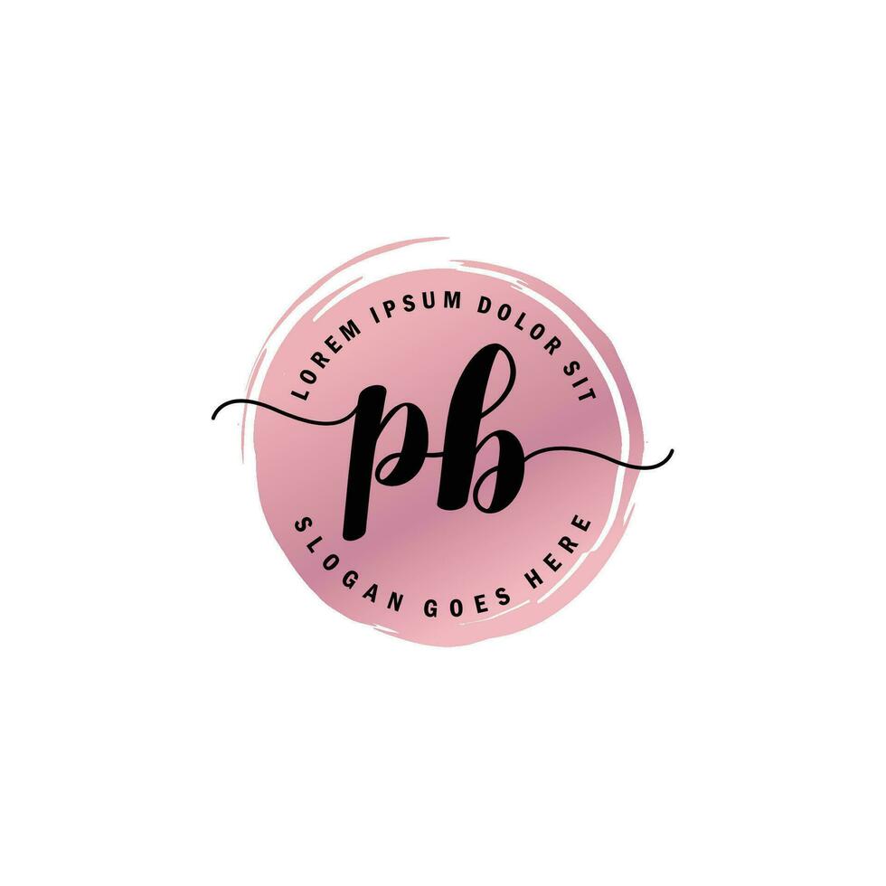 pb inicial letra escritura logo con circulo cepillo modelo vector