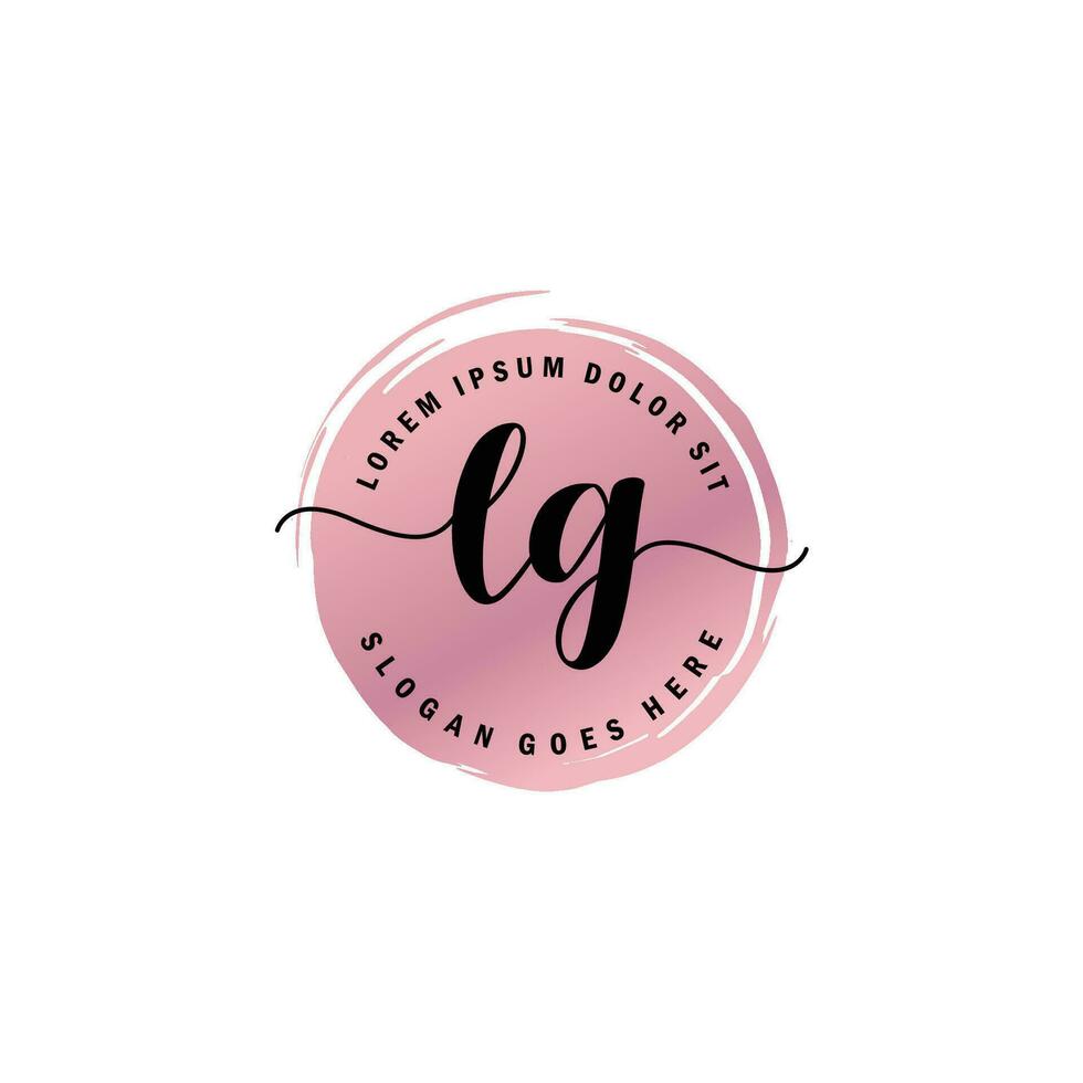 LG Initial Letter handwriting logo with circle brush template vector