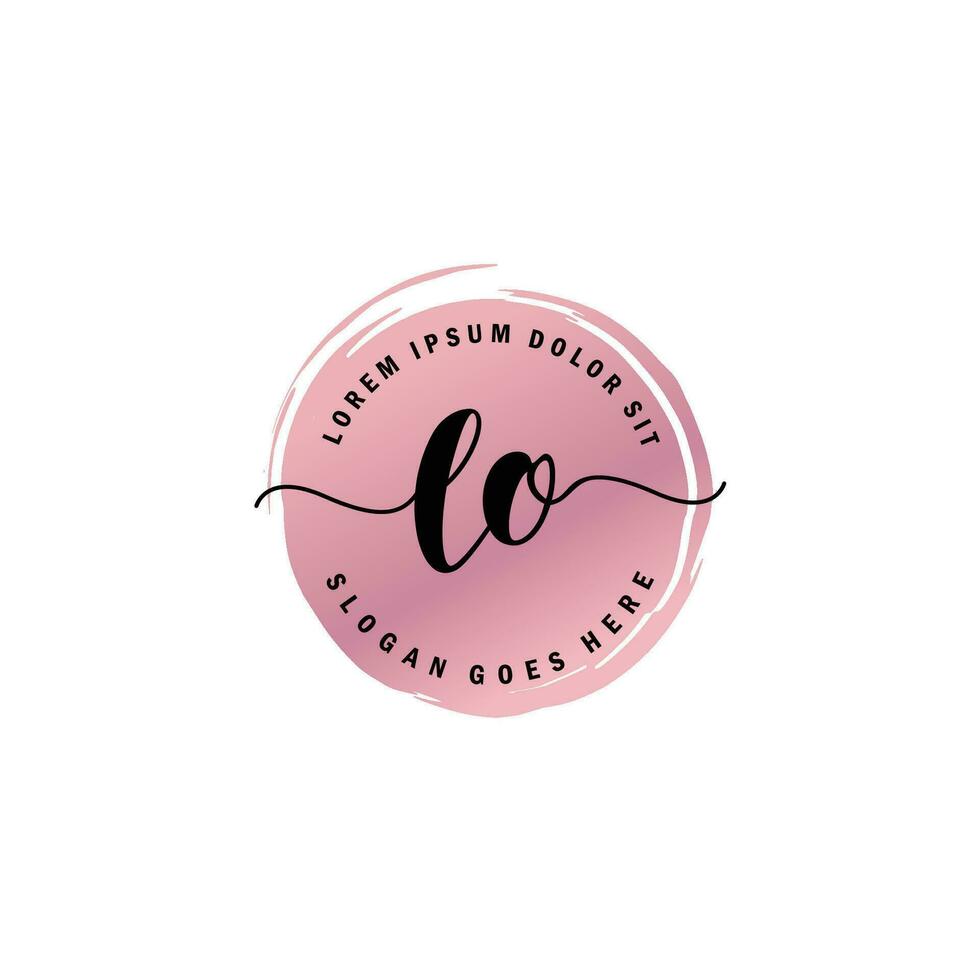 LO Initial Letter handwriting logo with circle brush template vector