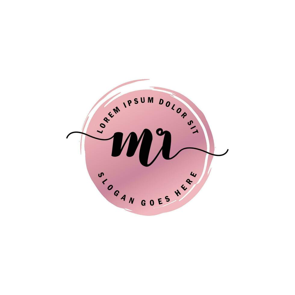 MR Initial Letter handwriting logo with circle brush template vector