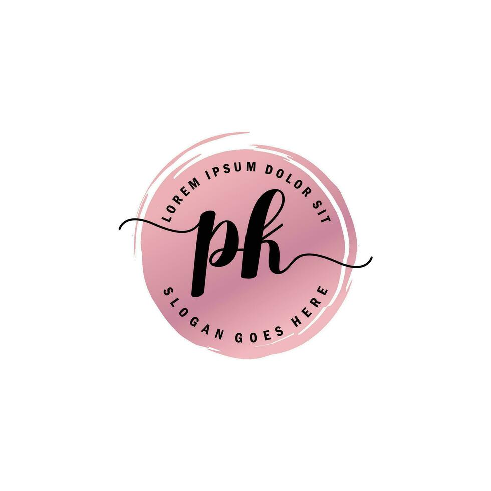 PK Initial Letter handwriting logo with circle brush template vector