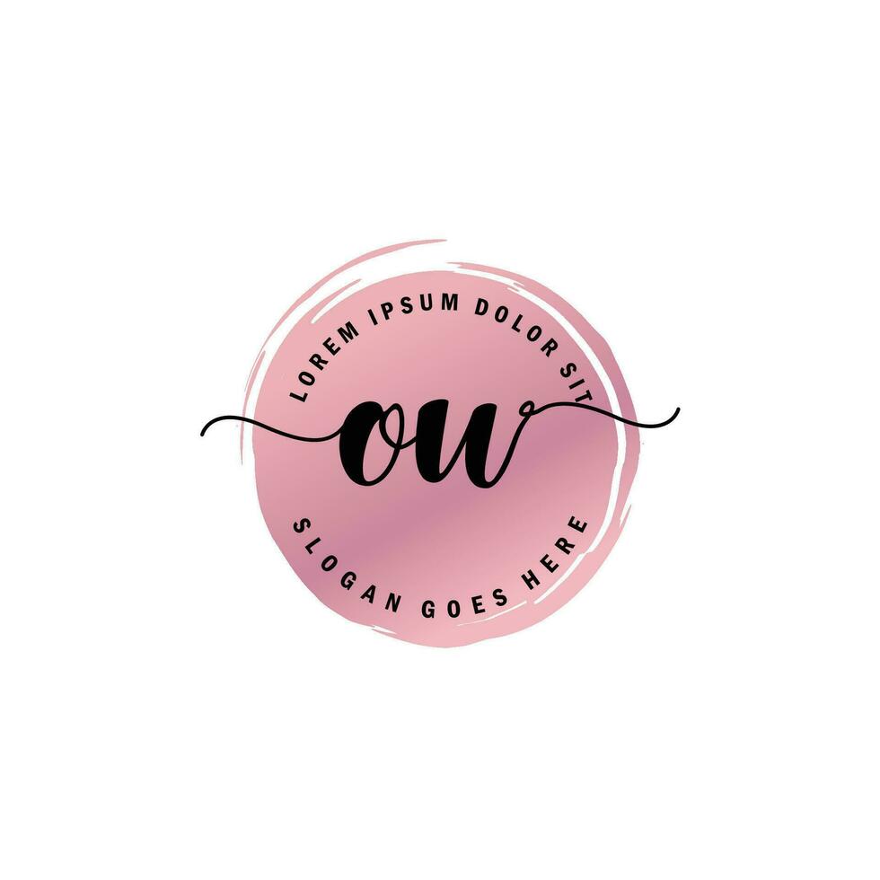 OW Initial Letter handwriting logo with circle brush template vector