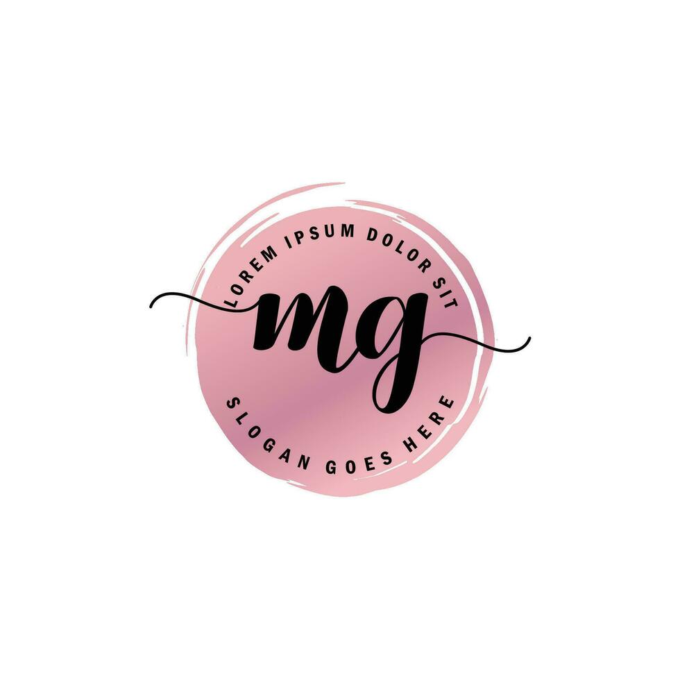 MG Initial Letter handwriting logo with circle brush template vector