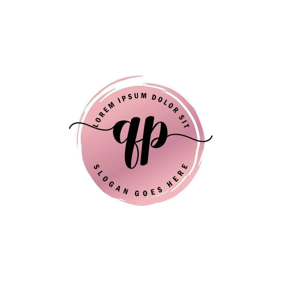 Q Initial Letter handwriting logo with circle brush template vector