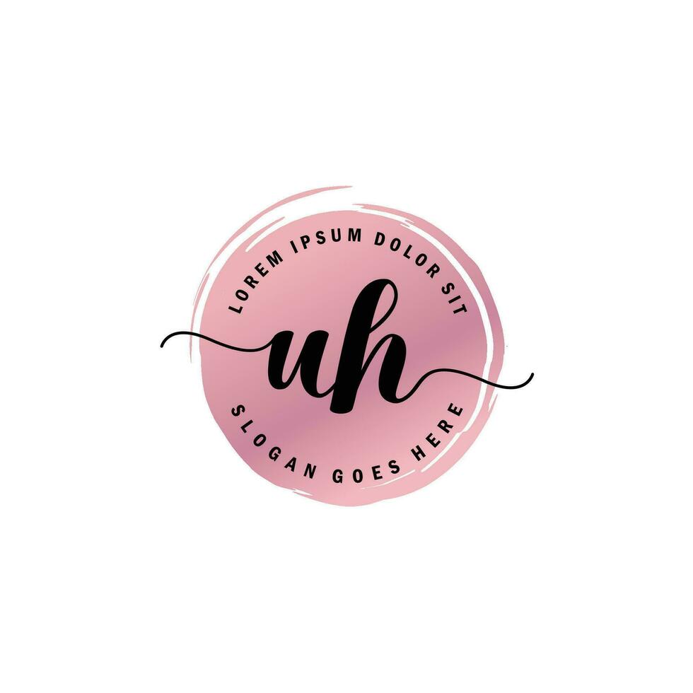 UH Initial Letter handwriting logo with circle brush template vector
