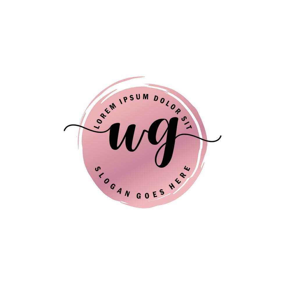 WG Initial Letter handwriting logo with circle brush template vector