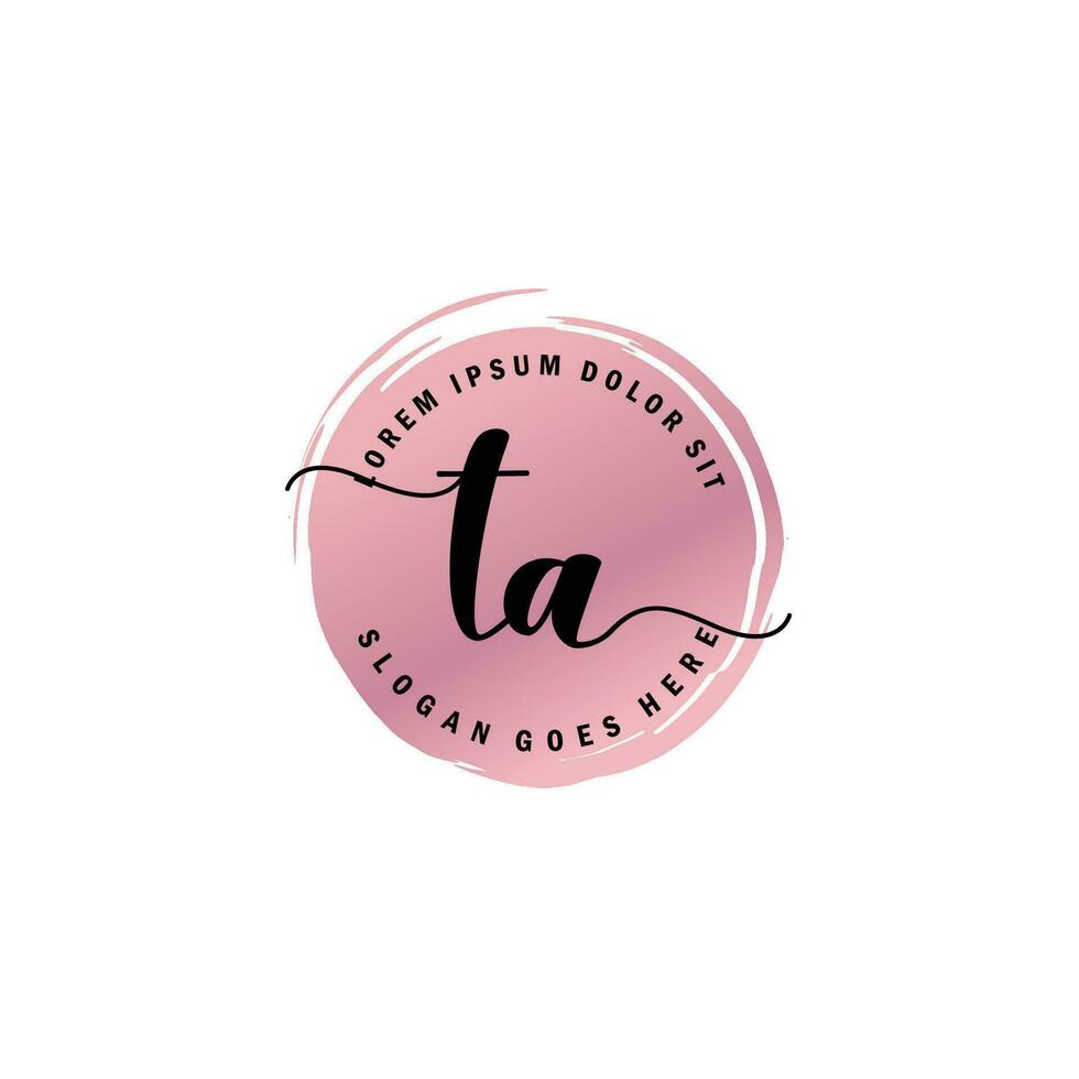 TA Initial Letter handwriting logo with circle brush template vector