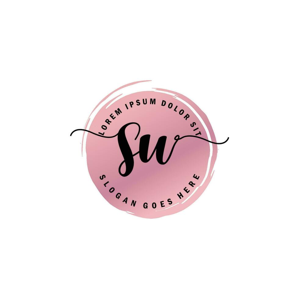 SW Initial Letter handwriting logo with circle brush template vector