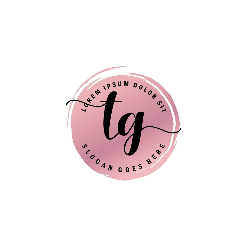 TG Initial Letter handwriting logo with circle brush template vector