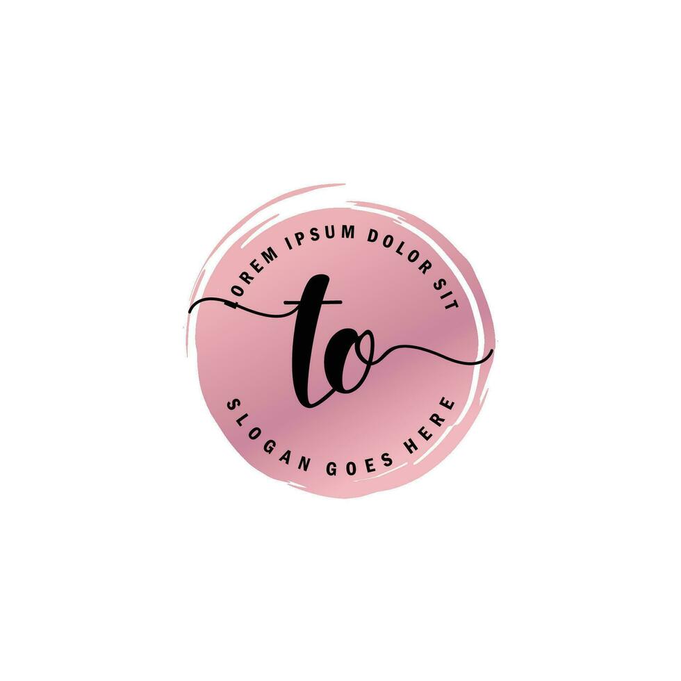 TO Initial Letter handwriting logo with circle brush template vector