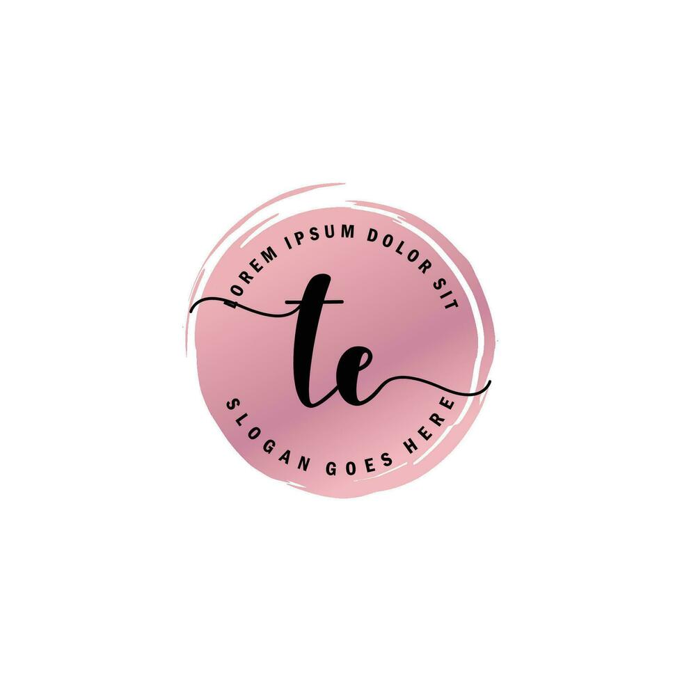 TE Initial Letter handwriting logo with circle brush template vector