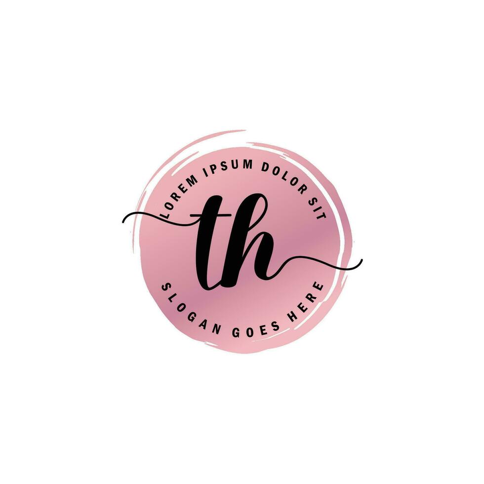 th inicial letra escritura logo con circulo cepillo modelo vector