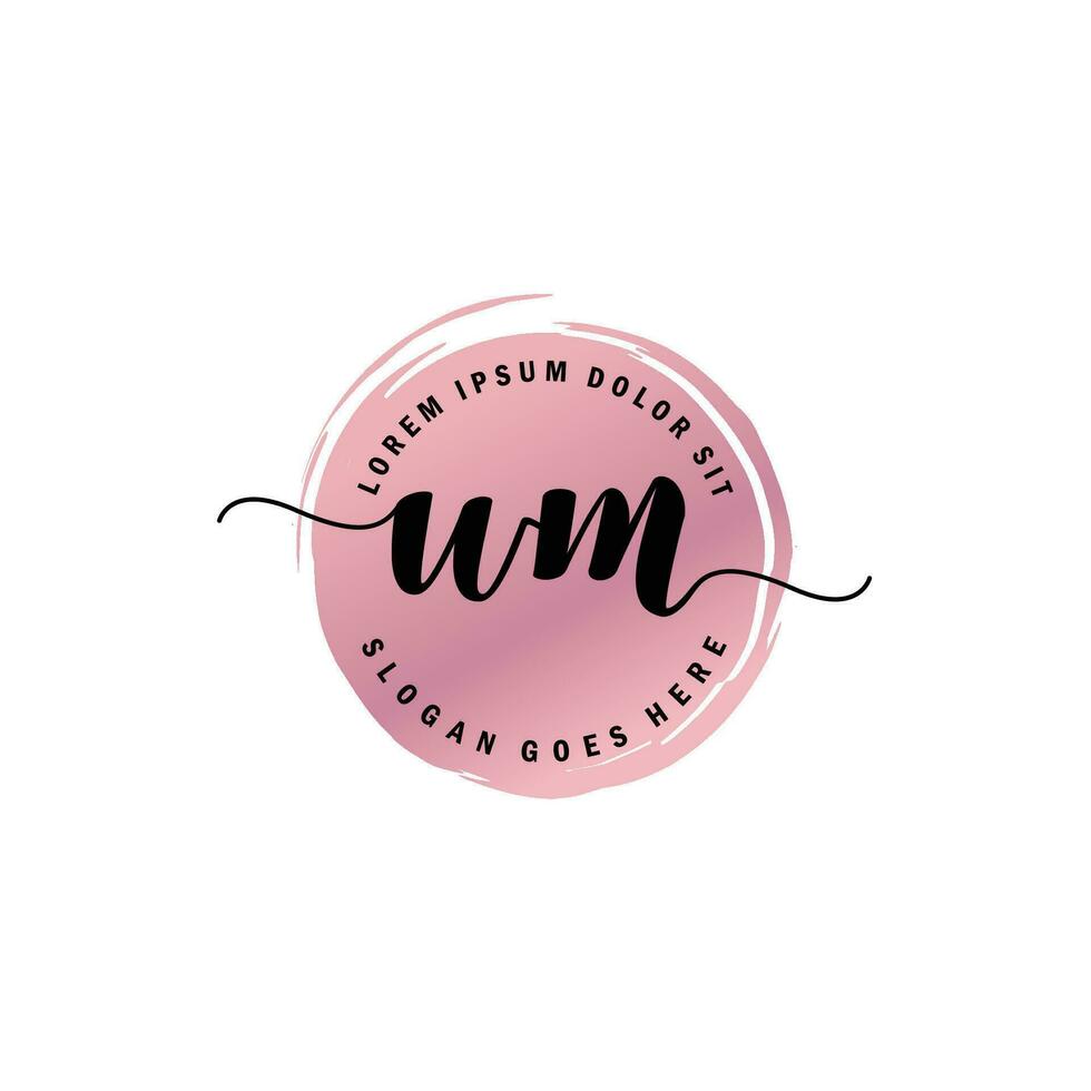 WM Initial Letter handwriting logo with circle brush template vector