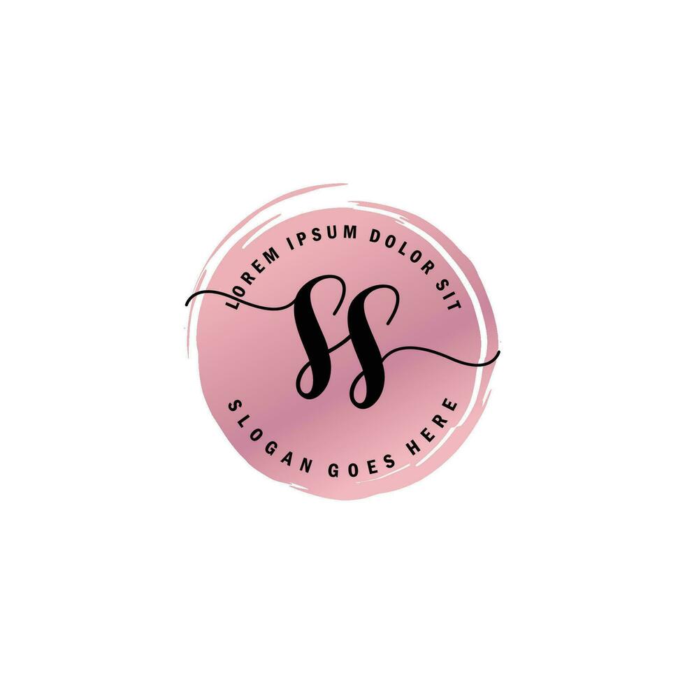 SS Initial Letter handwriting logo with circle brush template vector