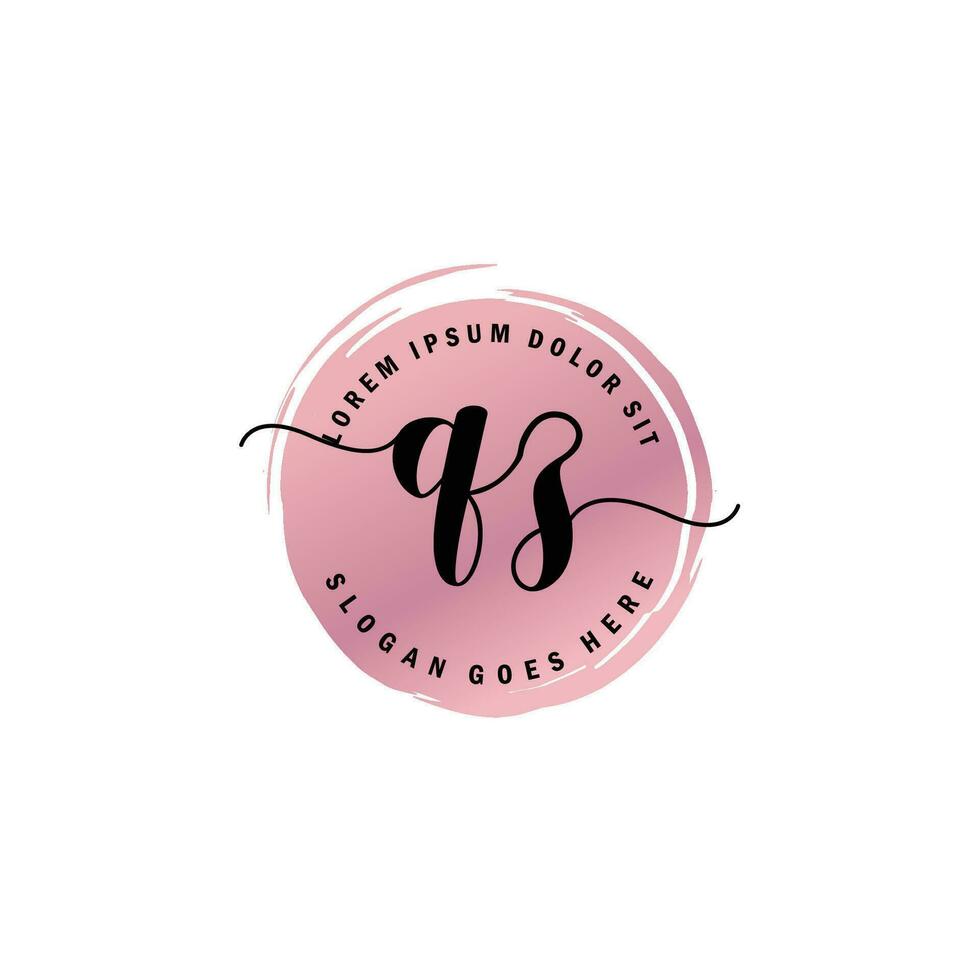QZ Initial Letter handwriting logo with circle brush template vector