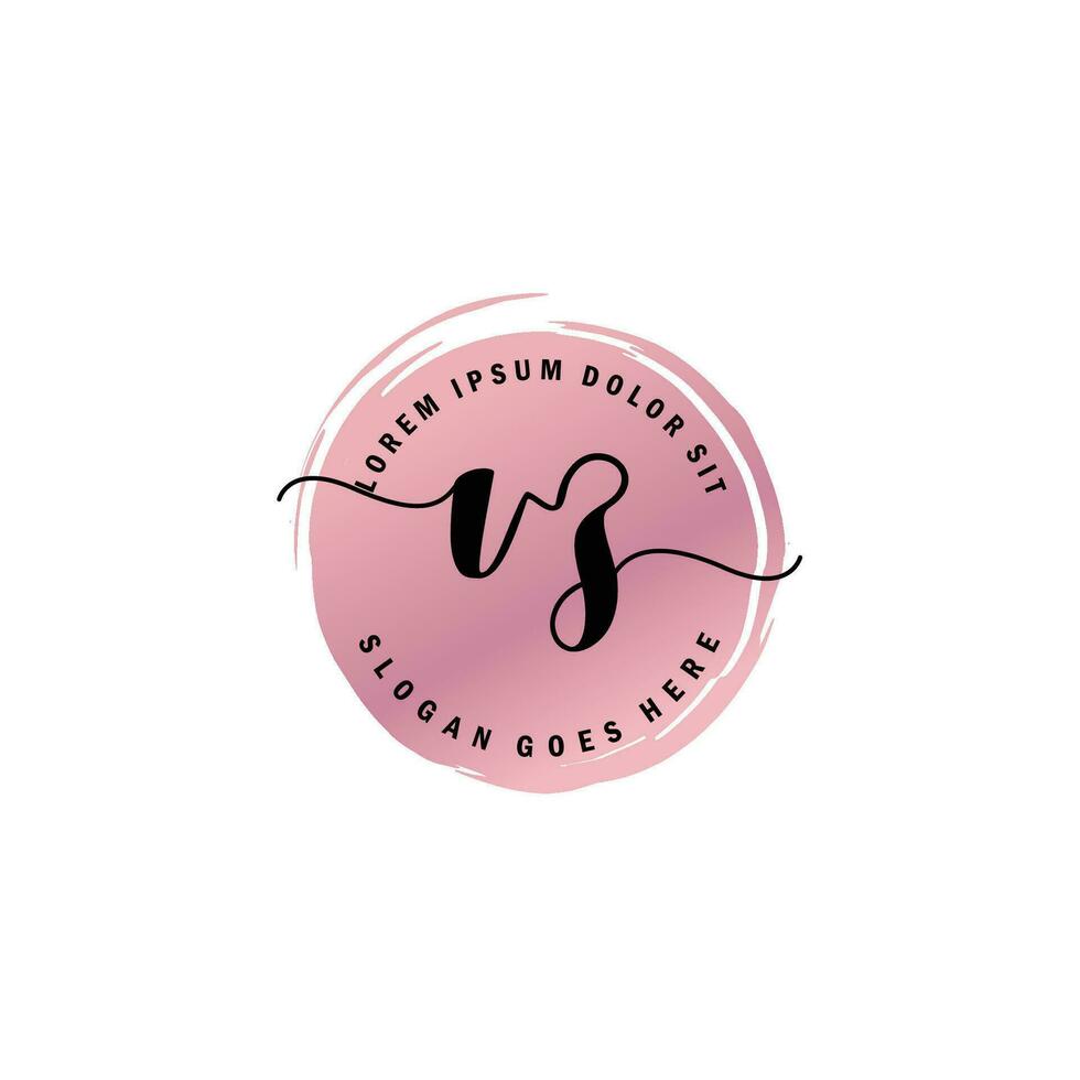 VZ Initial Letter handwriting logo with circle brush template vector