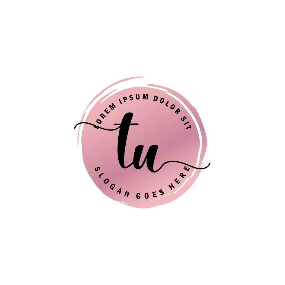 TU Initial Letter handwriting logo with circle brush template vector